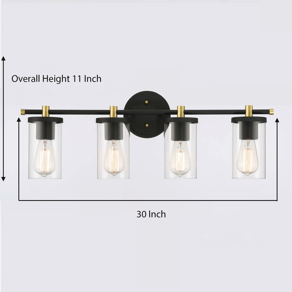 Lampada da bagno moderna Decatur a 6 luci, stile fattoria, nera/oro, con certificazione UL