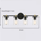 Lampada da bagno moderna Decatur a 6 luci, stile fattoria, nera/oro, con certificazione UL