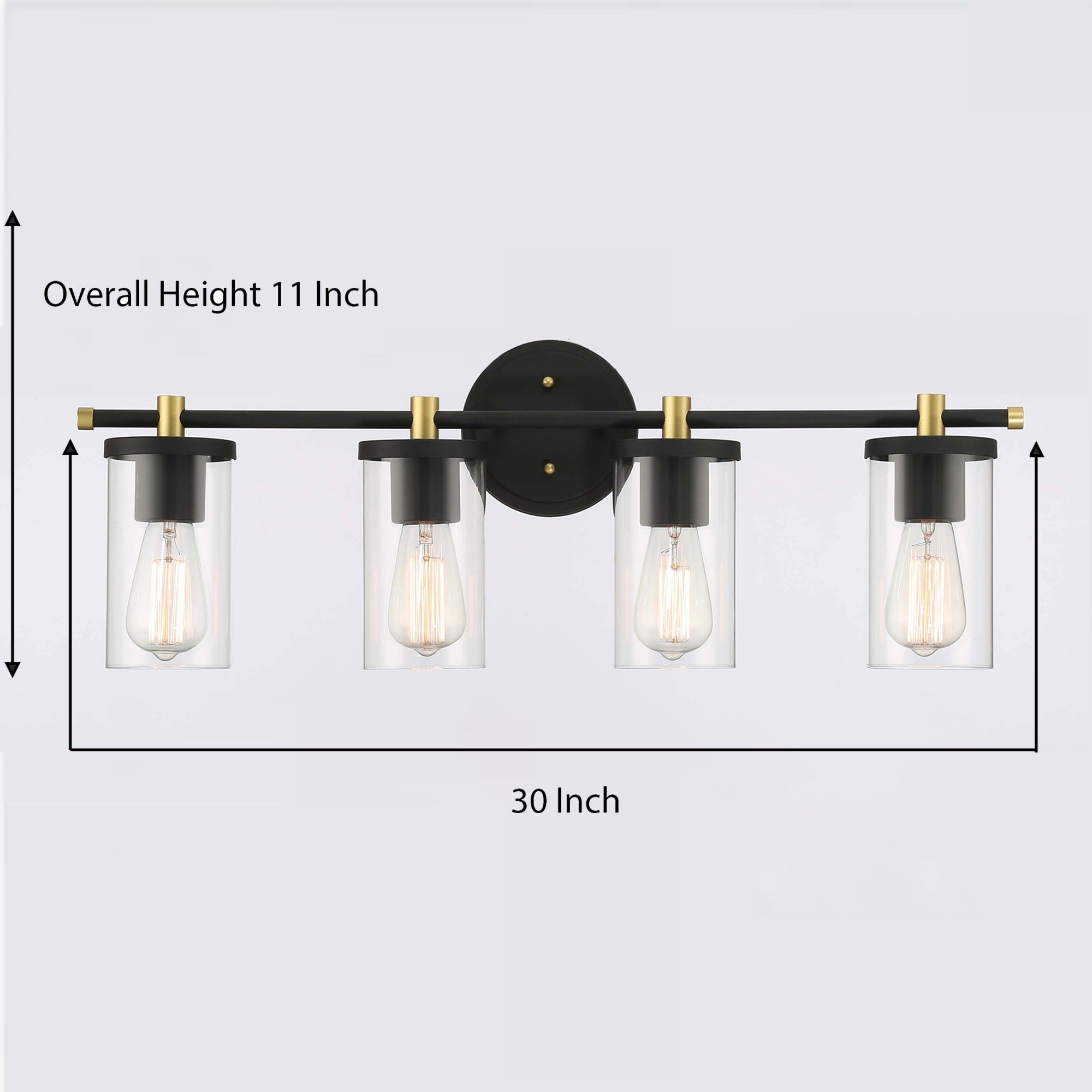 Lampada da bagno moderna Decatur a 6 luci, stile fattoria, nera/oro, con certificazione UL