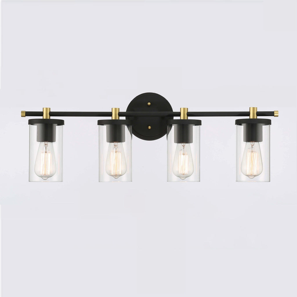 Lampada da bagno moderna Decatur a 6 luci, stile fattoria, nera/oro, con certificazione UL