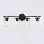 Lampada da bagno moderna Decatur a 6 luci, stile fattoria, nera/oro, con certificazione UL