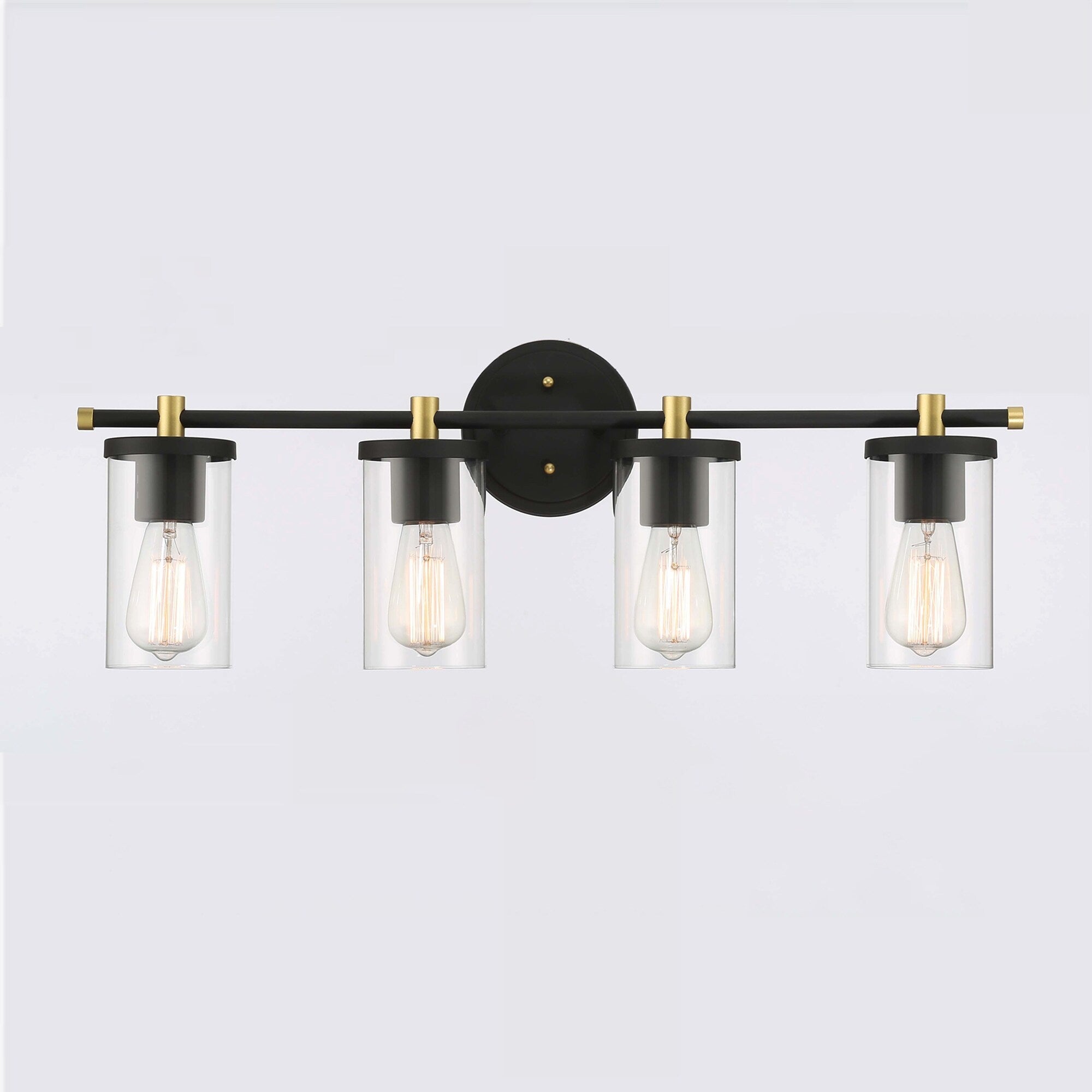 Lampada da bagno moderna Decatur a 6 luci, stile fattoria, nera/oro, con certificazione UL