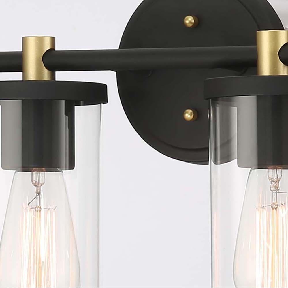 Lampada da bagno moderna Decatur a 6 luci, stile fattoria, nera/oro, con certificazione UL