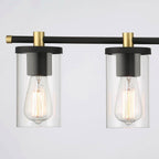 Lampada da bagno moderna Decatur a 6 luci, stile fattoria, nera/oro, con certificazione UL