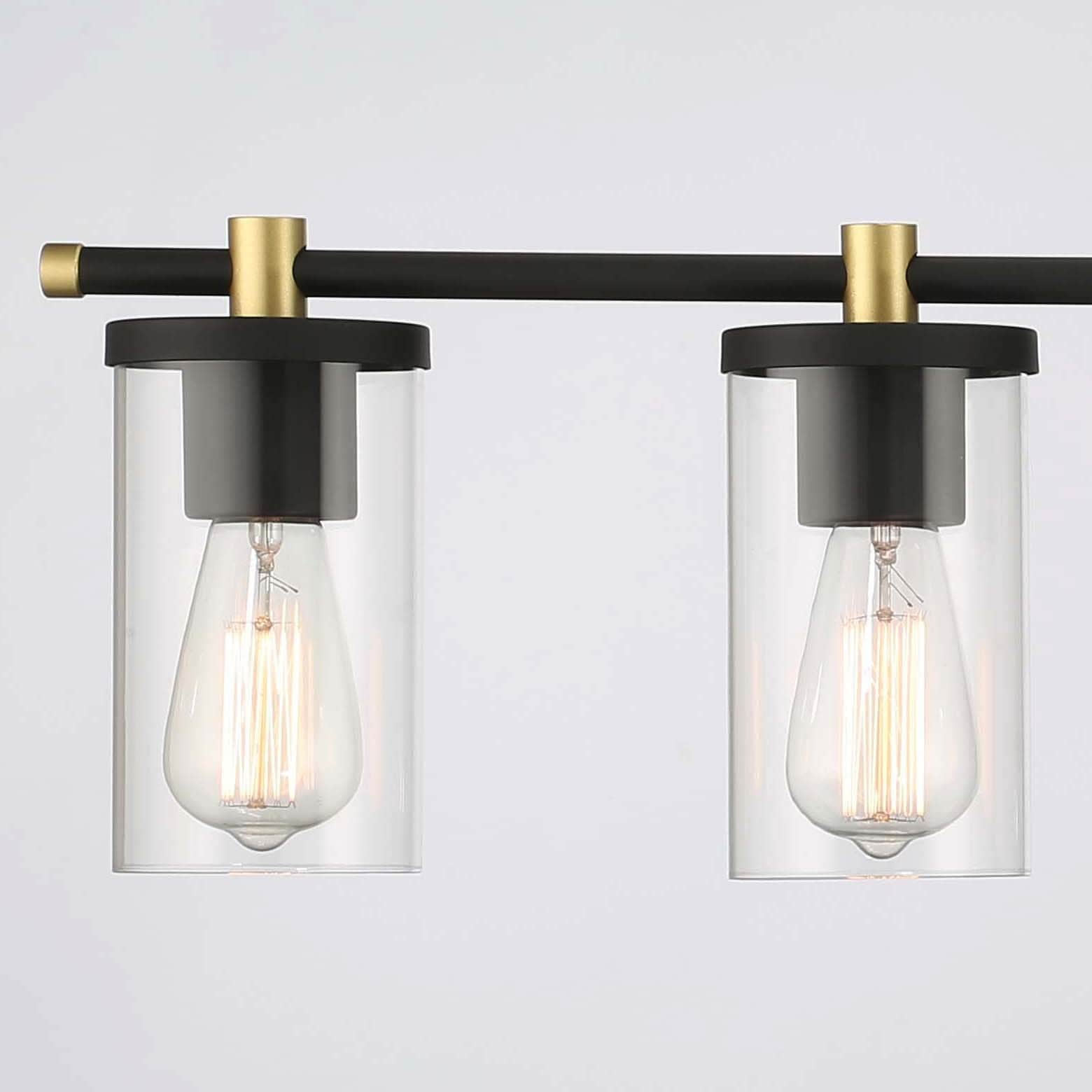 Lampada da bagno moderna Decatur a 6 luci, stile fattoria, nera/oro, con certificazione UL