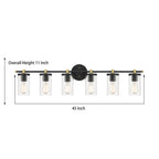 Lampada da bagno moderna Decatur a 6 luci, stile fattoria, nera/oro, con certificazione UL