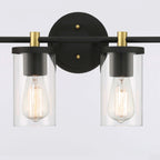 Lampada da bagno moderna Decatur a 6 luci, stile fattoria, nera/oro, con certificazione UL