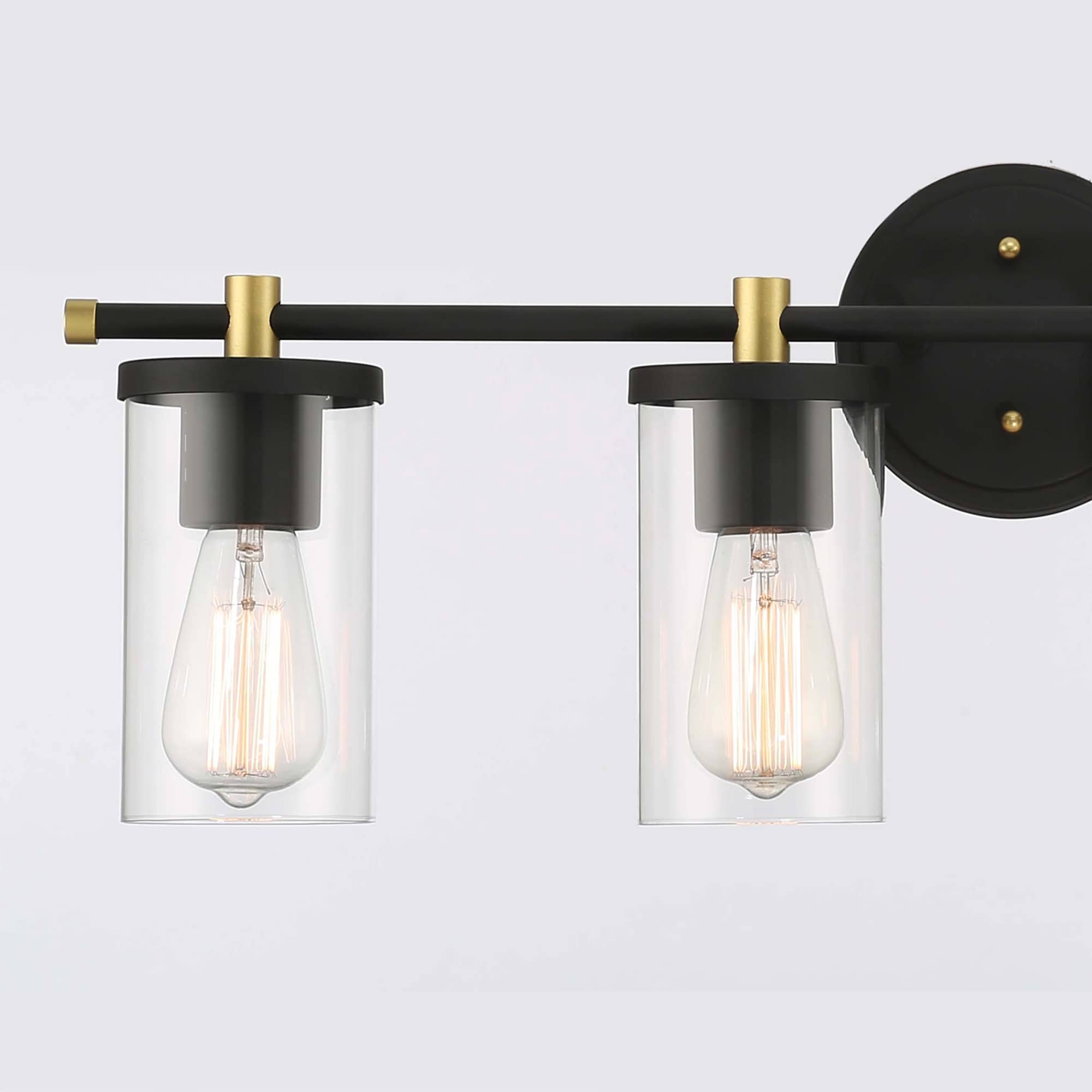 Lampada da bagno moderna Decatur a 6 luci, stile fattoria, nera/oro, con certificazione UL
