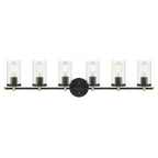 Lampada da bagno moderna Decatur a 6 luci, stile fattoria, nera/oro, con certificazione UL