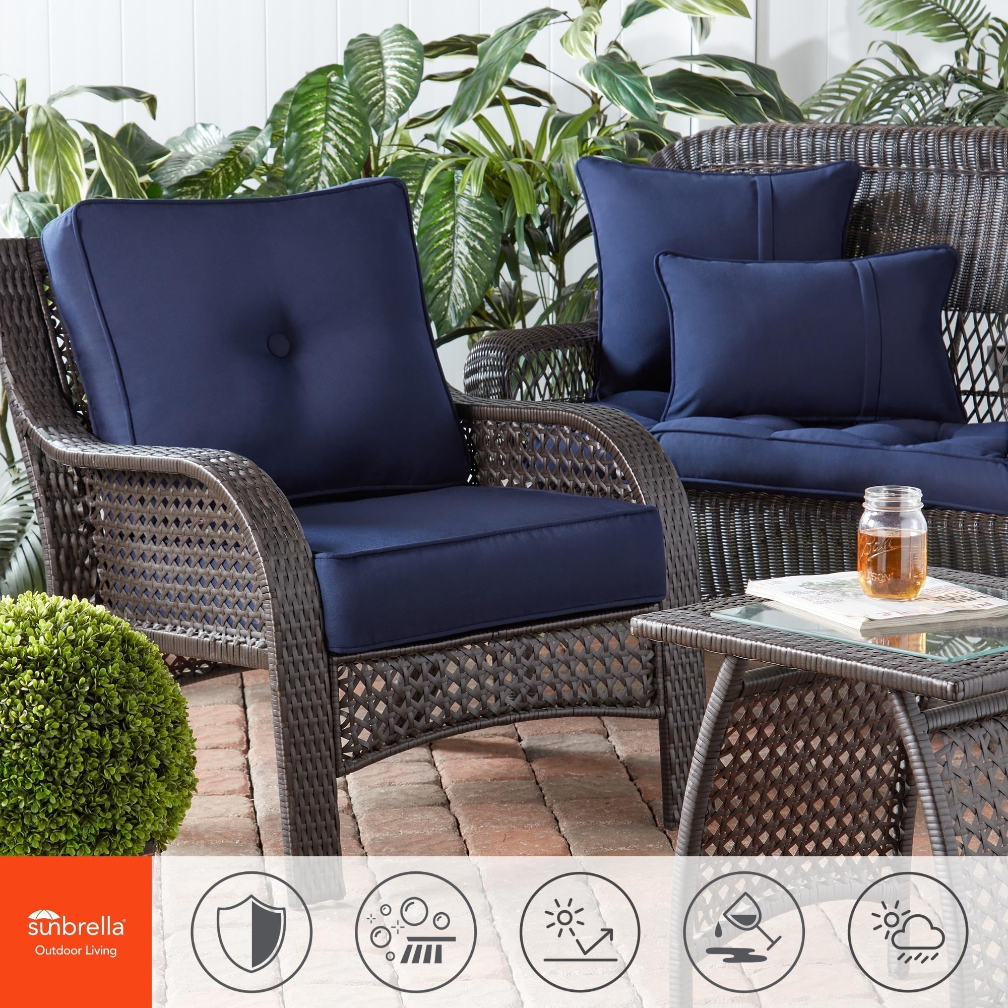 Set di cuscini da esterno Sunbrella Premium da 2 pezzi con seduta profonda