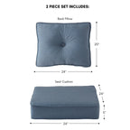 Set di cuscini da esterno Sunbrella Premium da 2 pezzi con seduta profonda