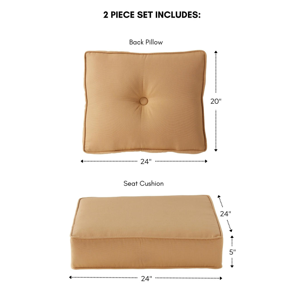 Set di cuscini da esterno Sunbrella Premium da 2 pezzi con seduta profonda