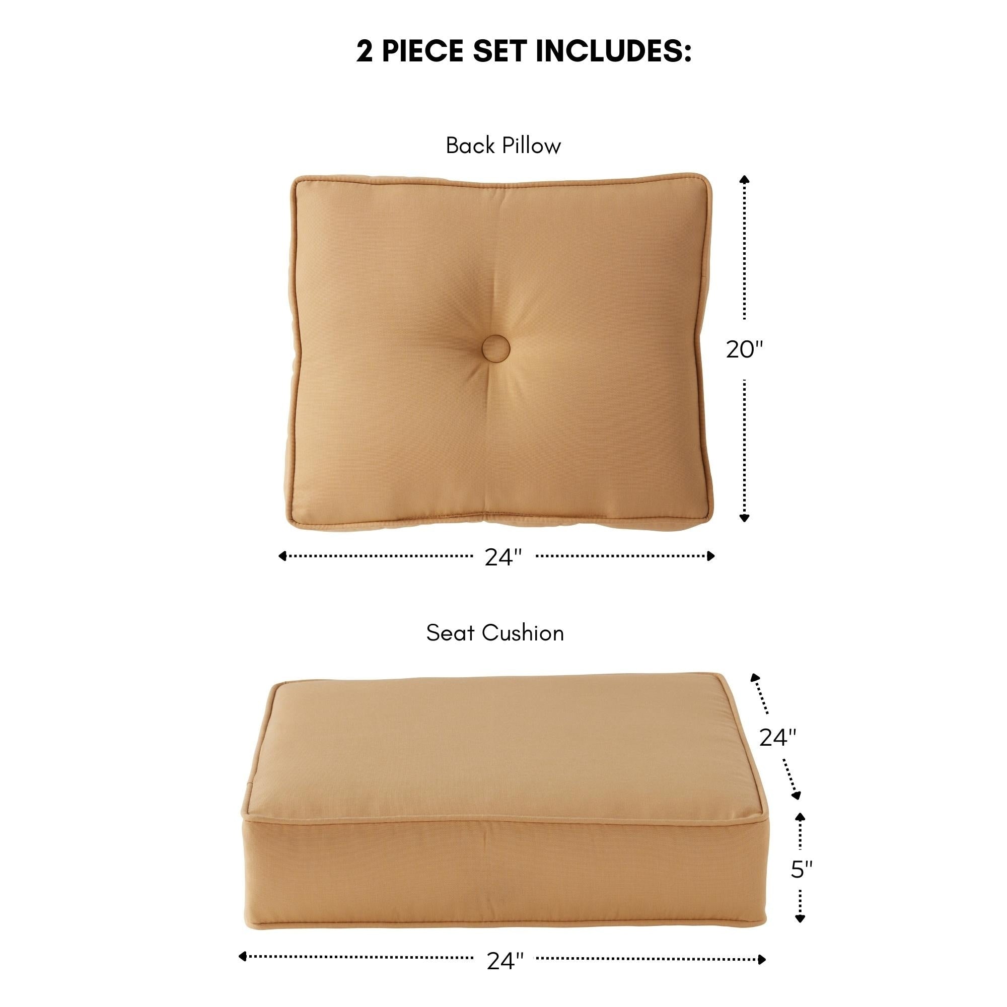 Set di cuscini da esterno Sunbrella Premium da 2 pezzi con seduta profonda