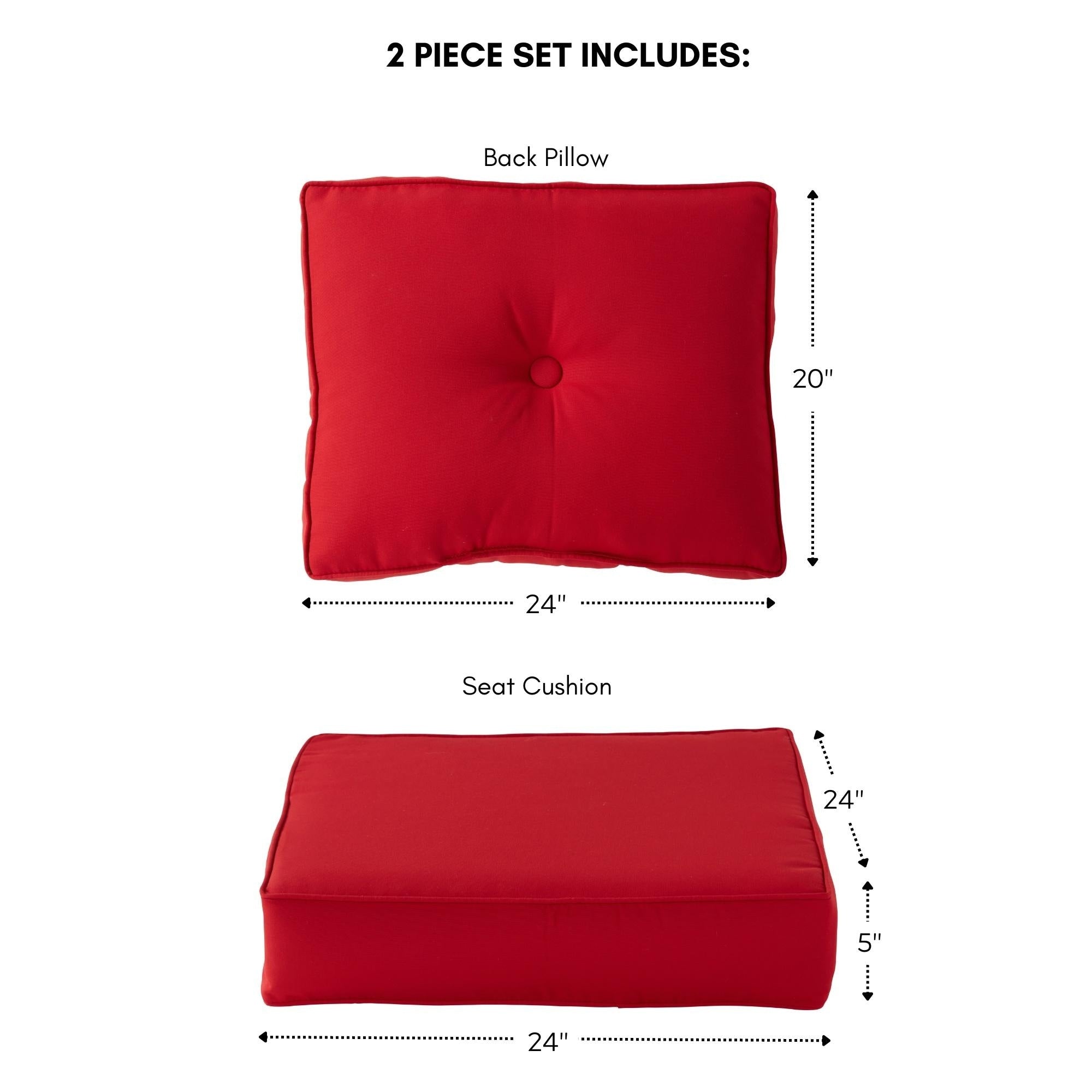 Set di cuscini da esterno Sunbrella Premium da 2 pezzi con seduta profonda