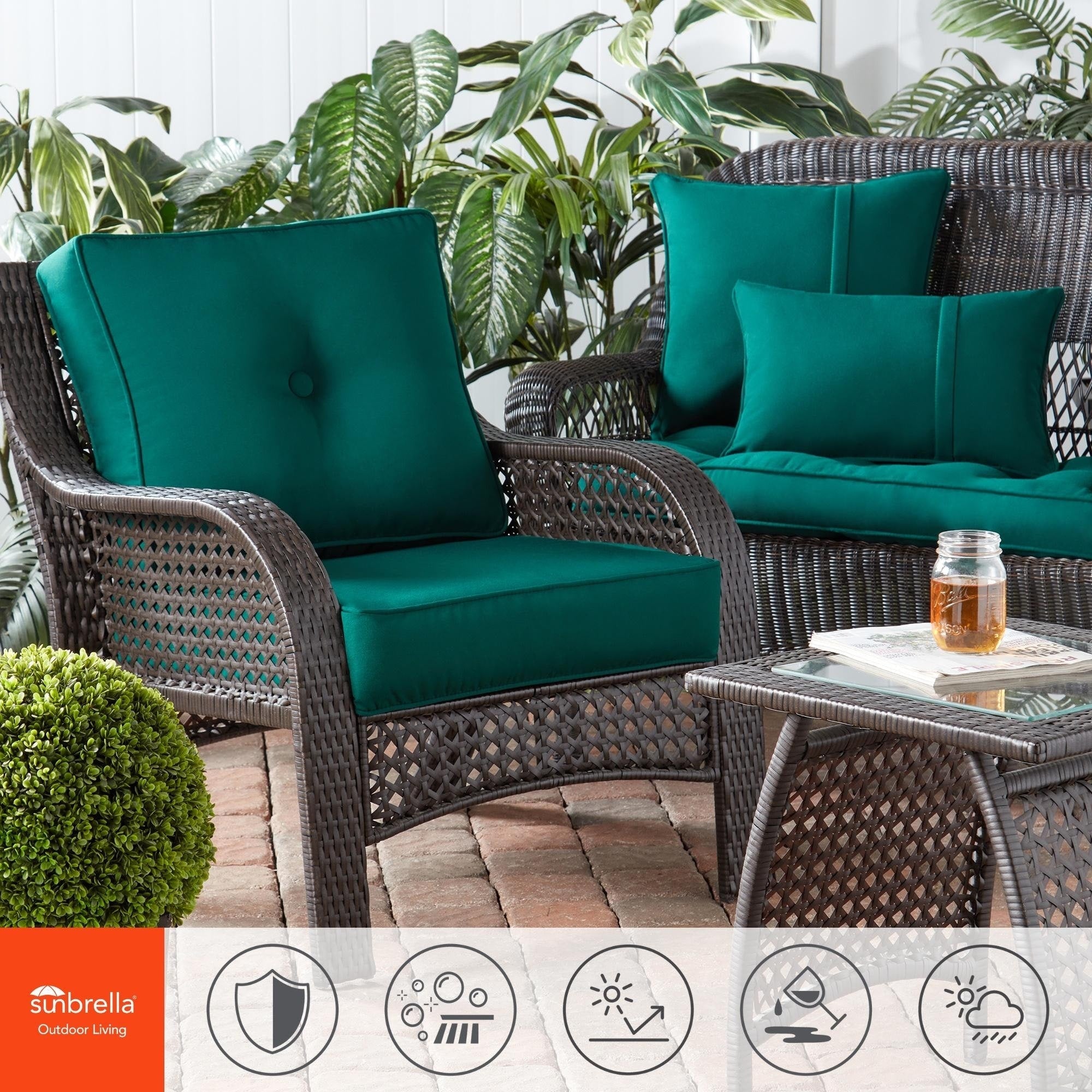 Set di cuscini da esterno Sunbrella Premium da 2 pezzi con seduta profonda