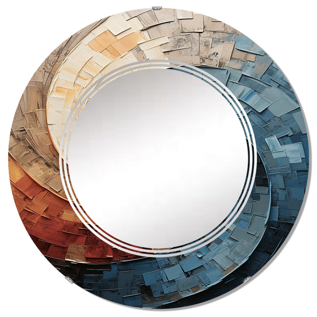 Specchio da parete moderno astratto a spirale collage Designart