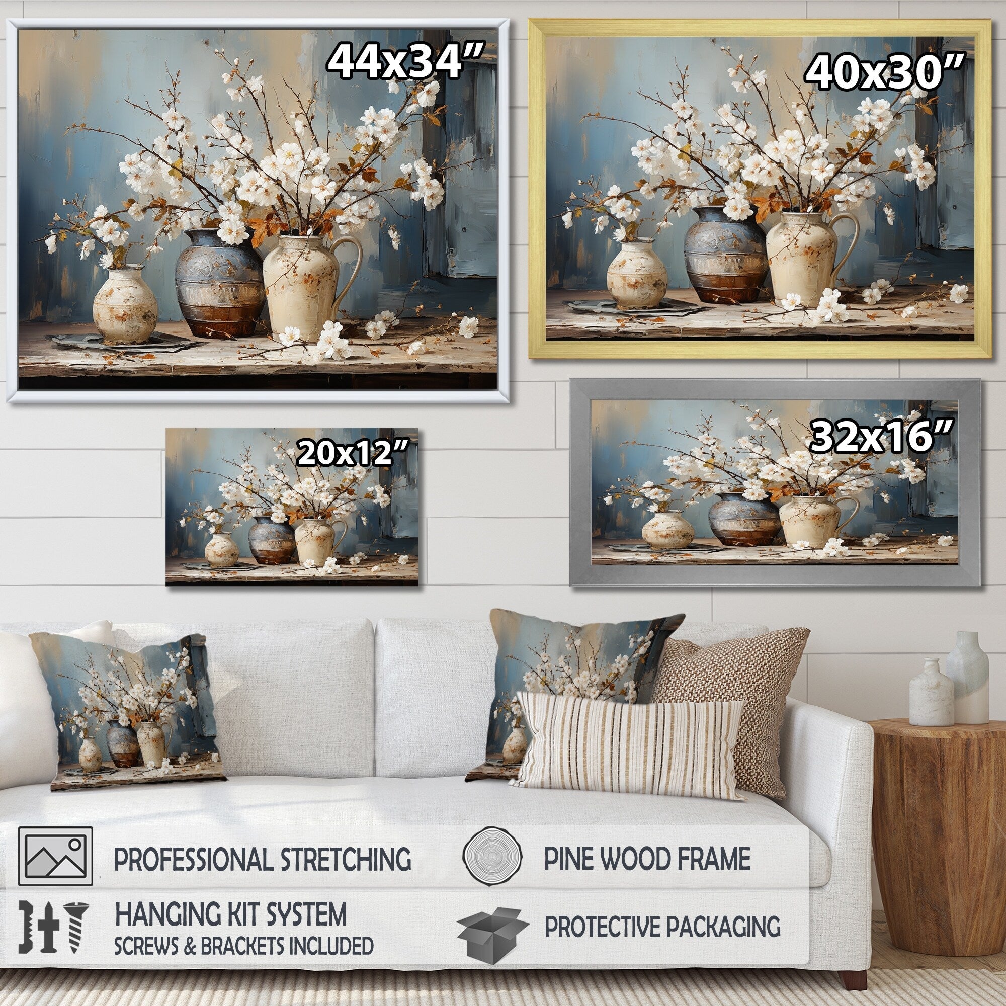 Designart Natura morta con fiori e ceramica I Albero su tela