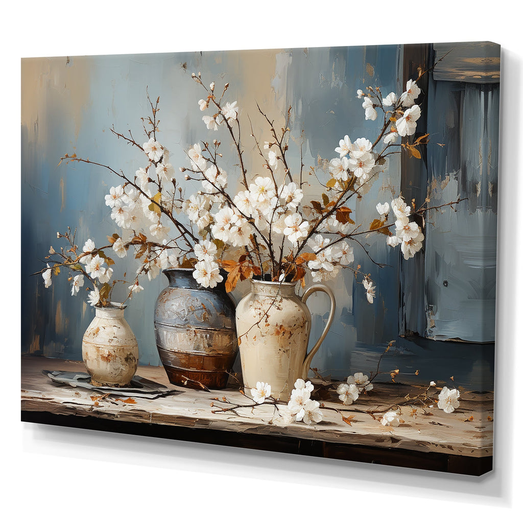 Designart Natura morta con fiori e ceramica I Albero su tela