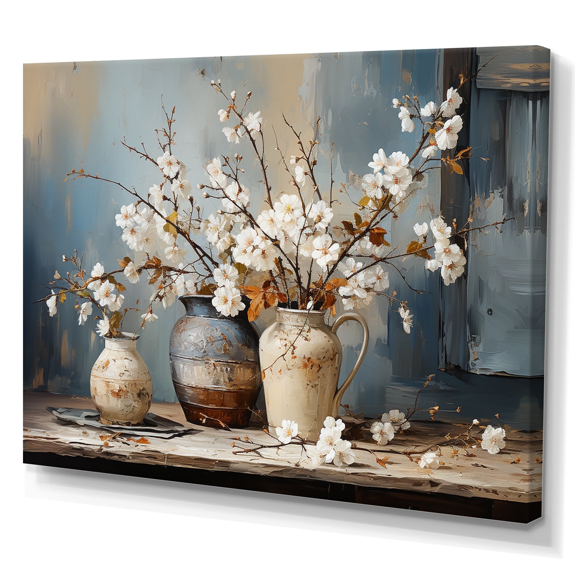 Designart Natura morta con fiori e ceramica I Albero su tela