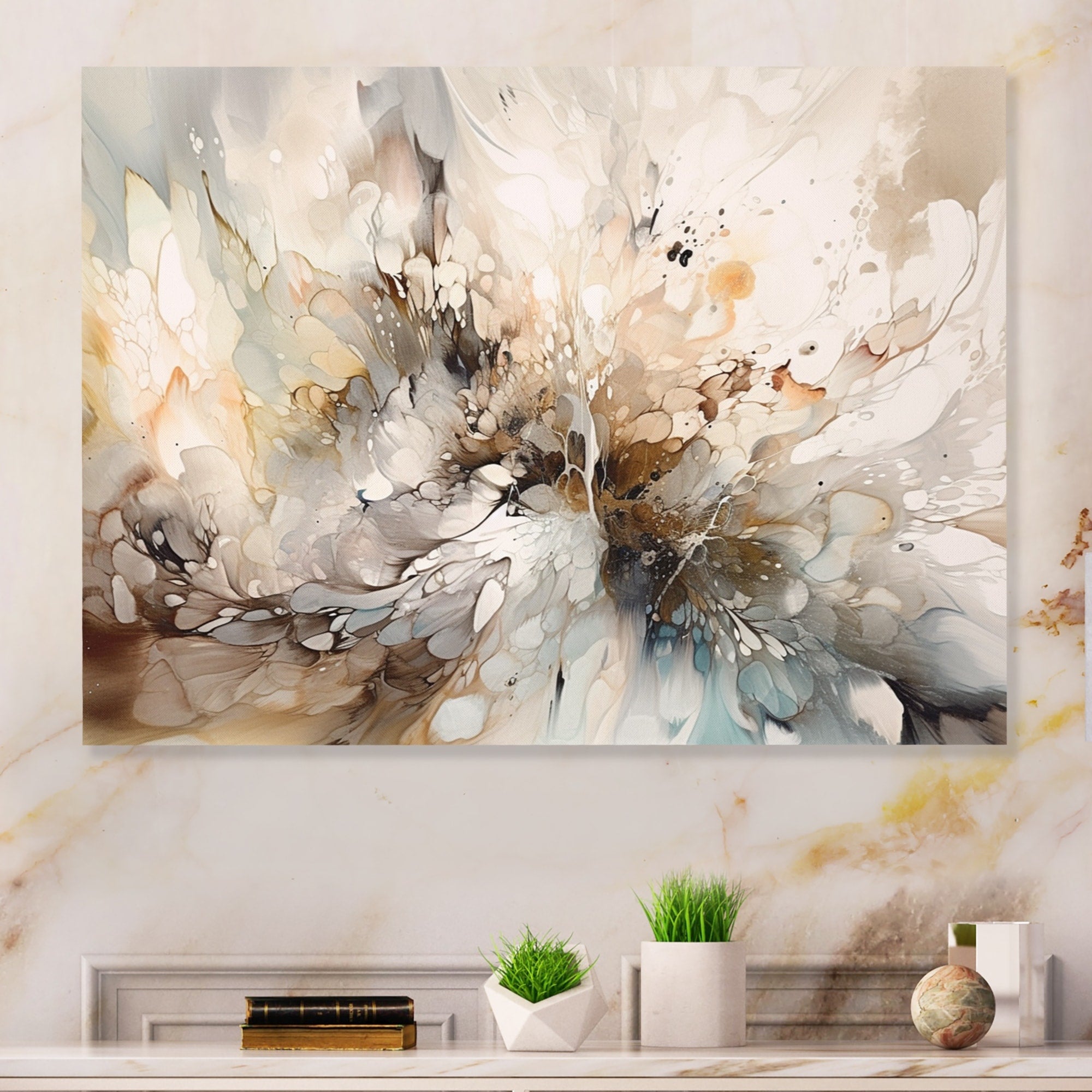 Designart Bianco e Grigio Profondità Geometriche I Moderna Arte Geometrica da Parete in Metallo