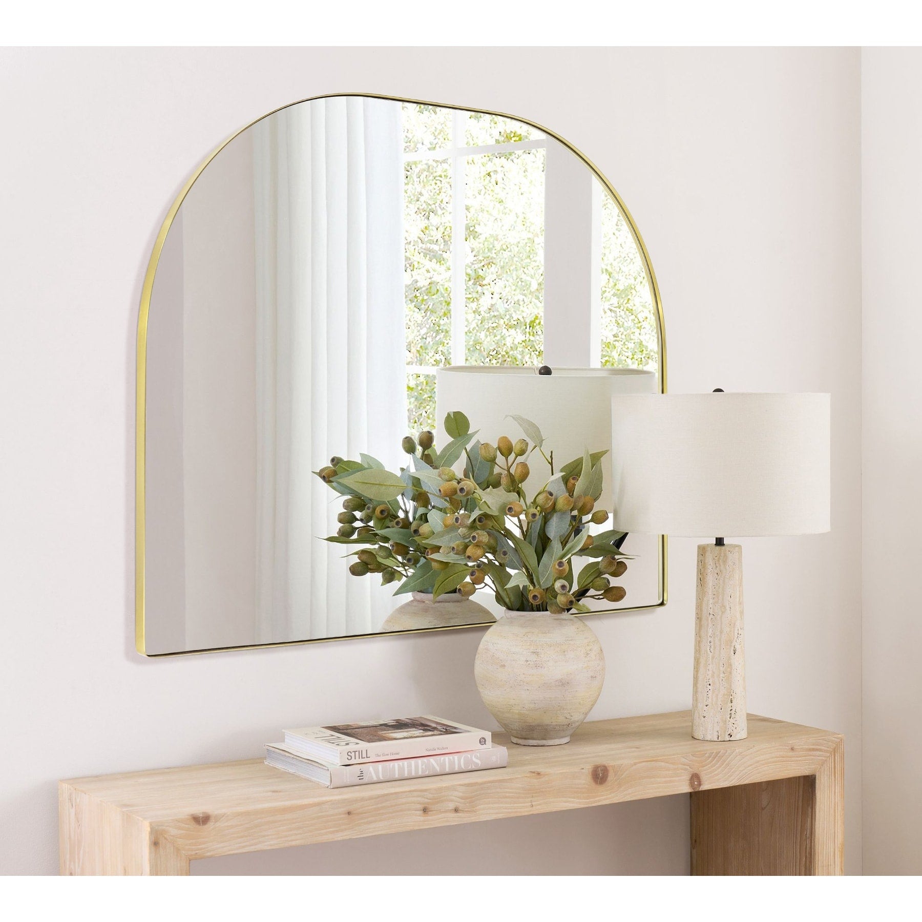 Specchio ad arco grande Dezerae TEHOME per camino, 40'' L x 32'' A
