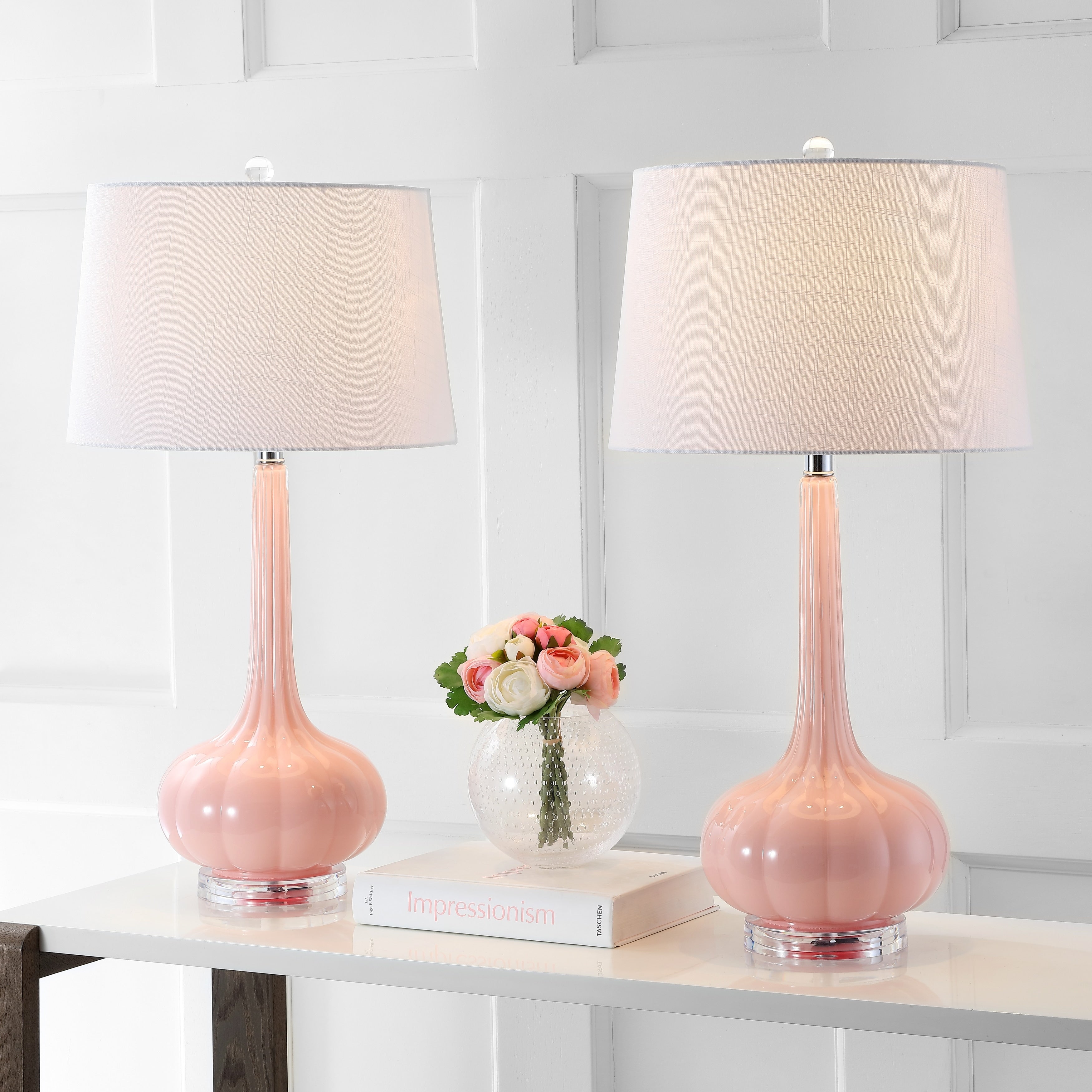 Lampada da tavolo a LED a forma di goccia in vetro Diamante 28.5, rosa (set da 2) di JONATHAN Y