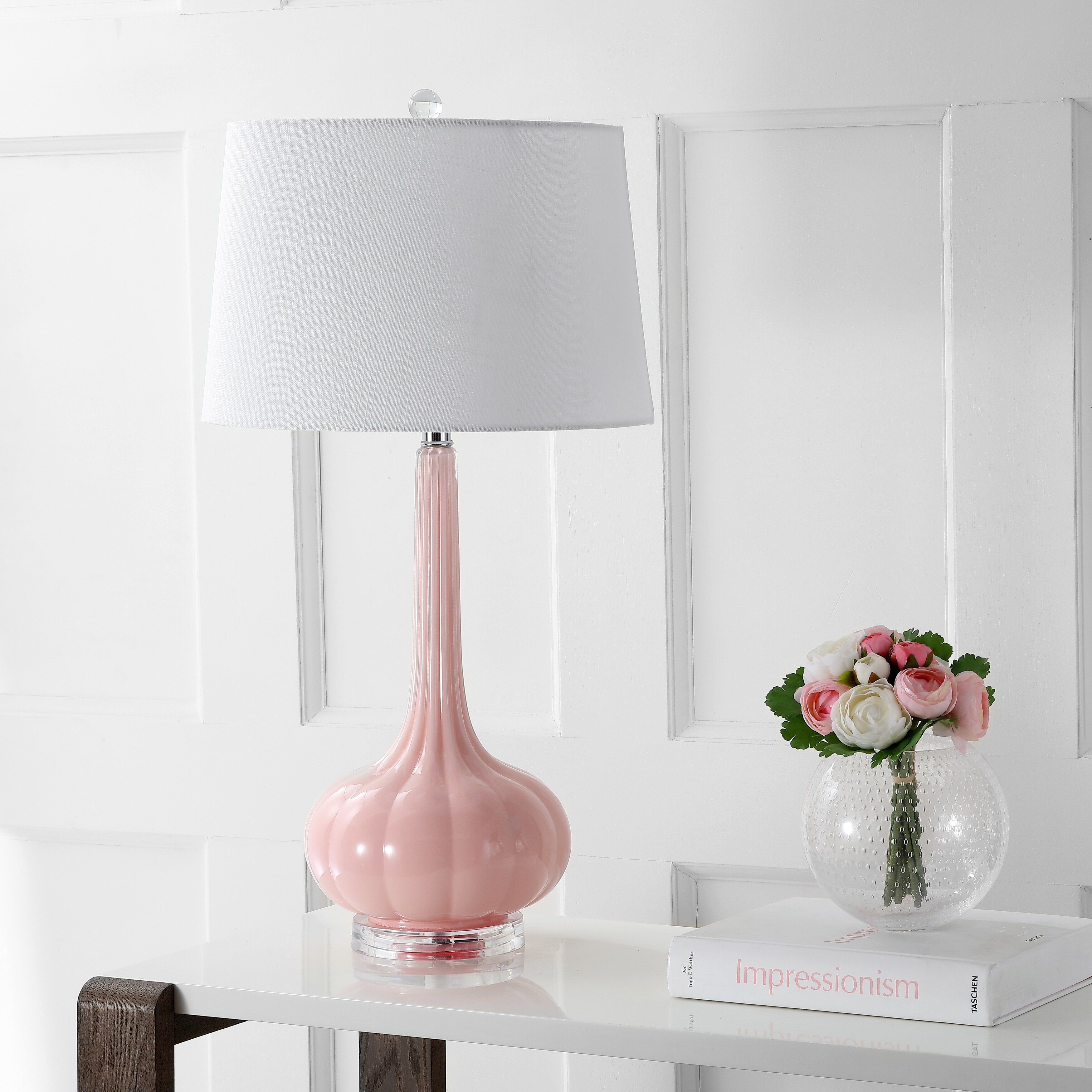 Lampada da tavolo a LED a forma di goccia in vetro Diamante 28.5, rosa (set da 2) di JONATHAN Y