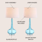 Lampada da tavolo a LED a forma di goccia in vetro Diamante 28.5, rosa (set da 2) di JONATHAN Y
