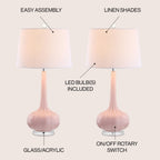Lampada da tavolo a LED a forma di goccia in vetro Diamante 28.5, rosa (set da 2) di JONATHAN Y