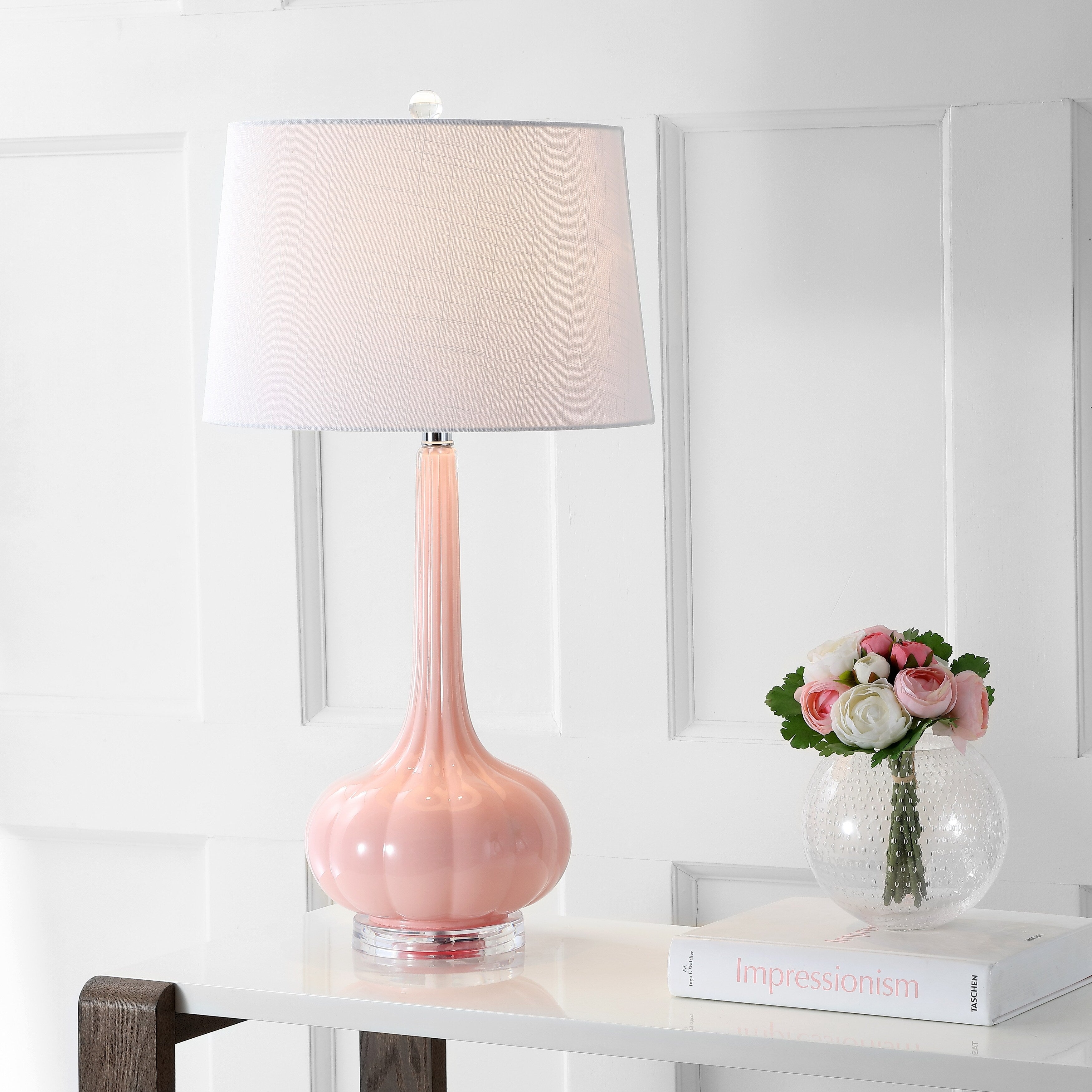 Lampada da tavolo a LED a forma di goccia in vetro Diamante 28.5, rosa (set da 2) di JONATHAN Y