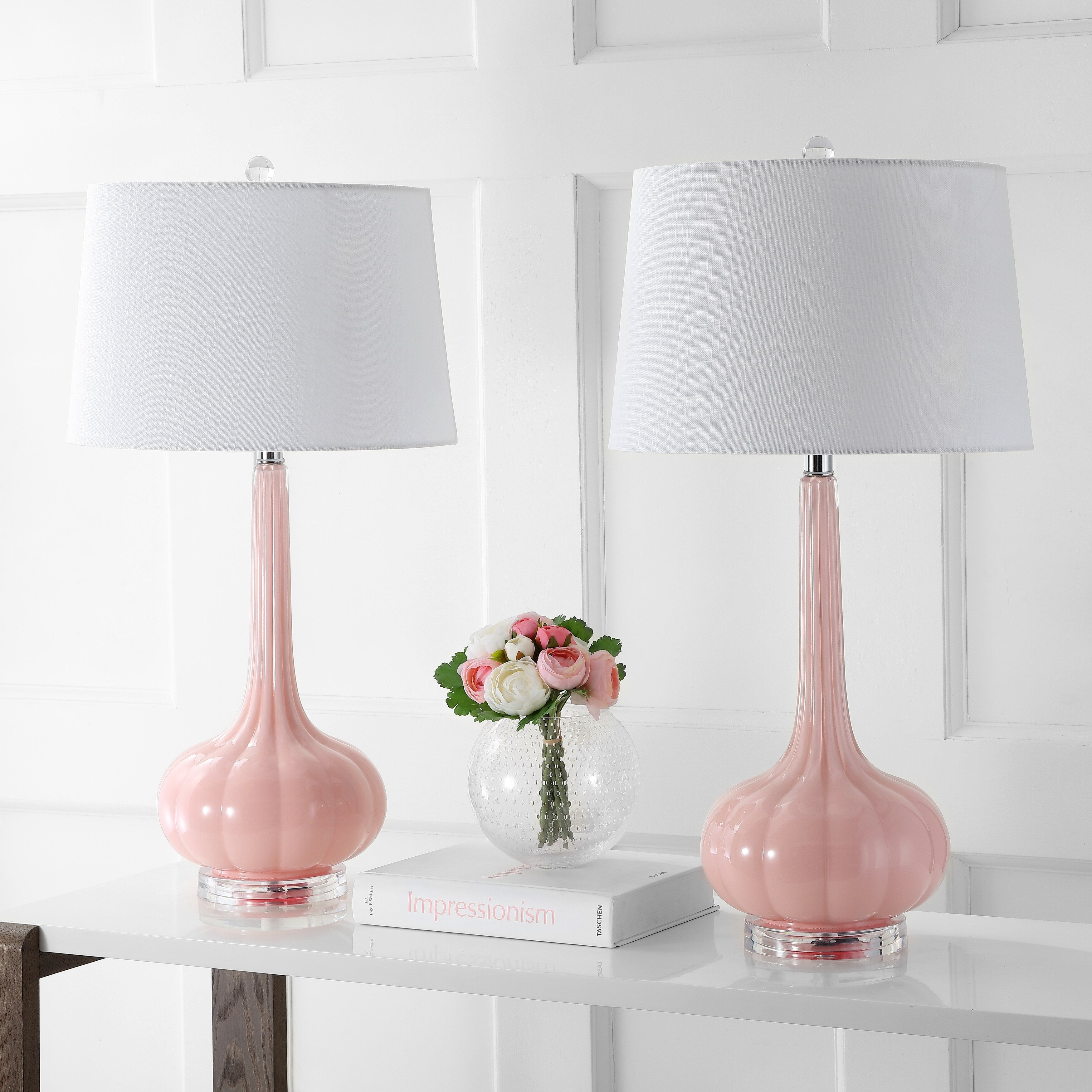 Lampada da tavolo a LED a forma di goccia in vetro Diamante 28.5, rosa (set da 2) di JONATHAN Y