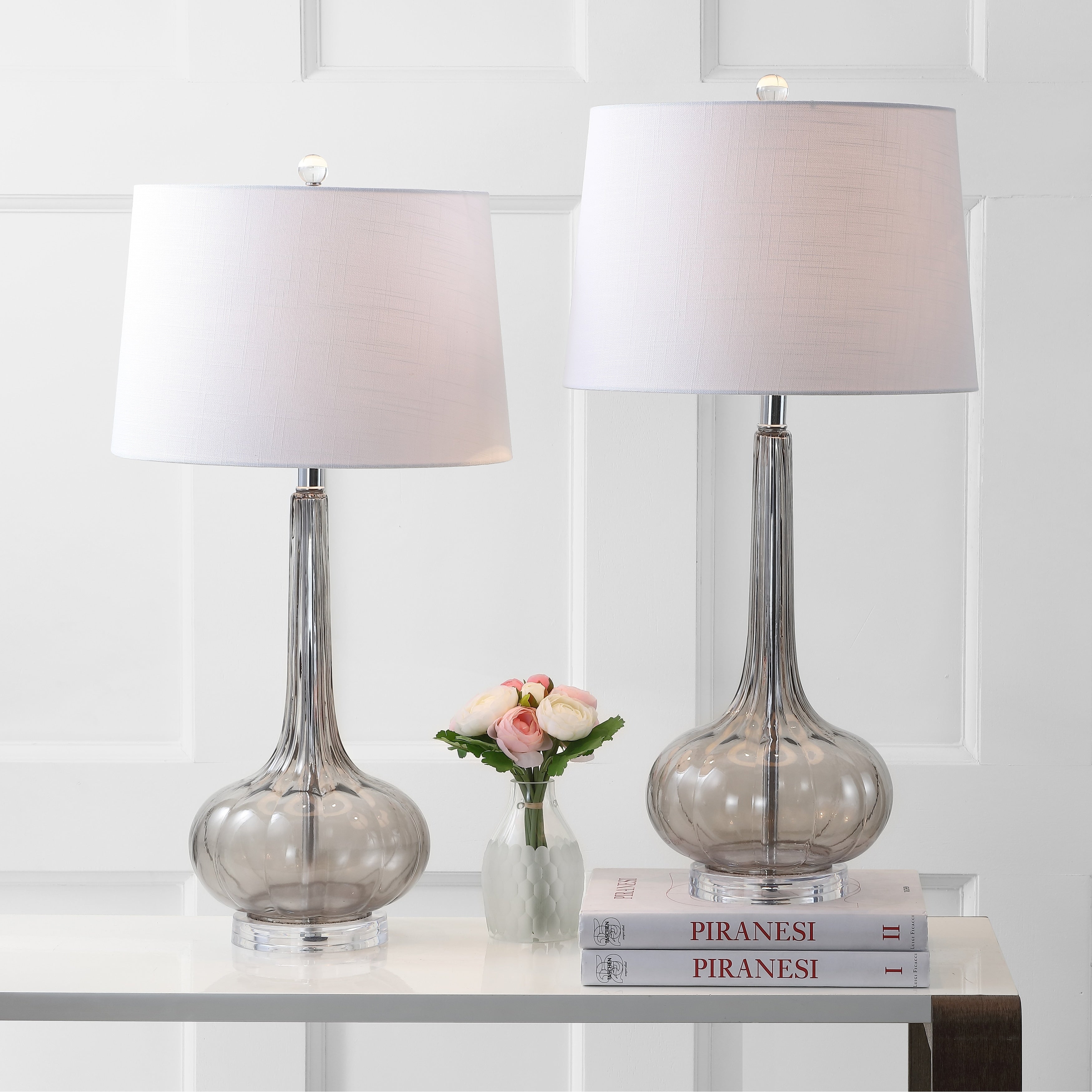 Lampada da tavolo a LED a forma di goccia in vetro Diamante 28.5, rosa (set da 2) di JONATHAN Y