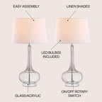 Lampada da tavolo a LED a forma di goccia in vetro Diamante 28.5, rosa (set da 2) di JONATHAN Y