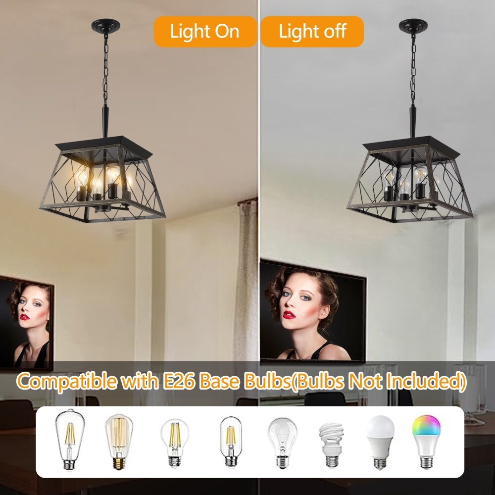 Lampadari da fattoria dimmerabili a 4 luci per sala da pranzo senza lampadina