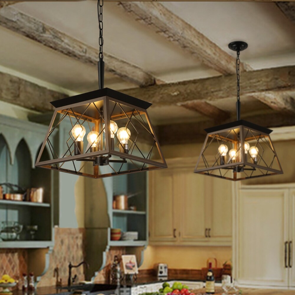 Lampadari da fattoria dimmerabili a 4 luci per sala da pranzo senza lampadina