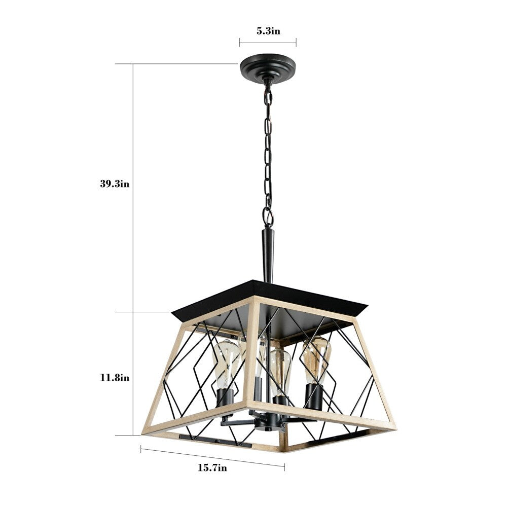 Lampadari da fattoria dimmerabili a 4 luci per sala da pranzo senza lampadina