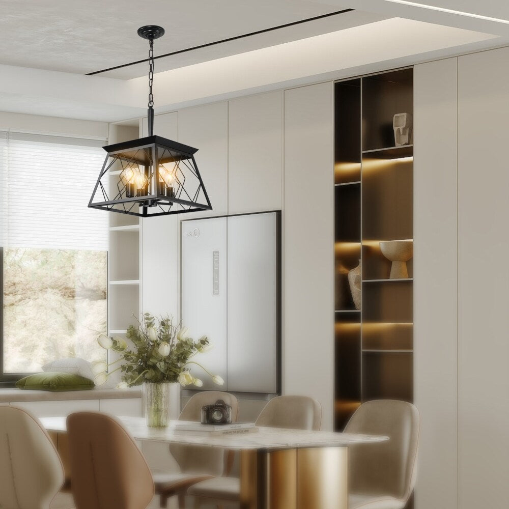 Lampadari da fattoria dimmerabili a 4 luci per sala da pranzo senza lampadina