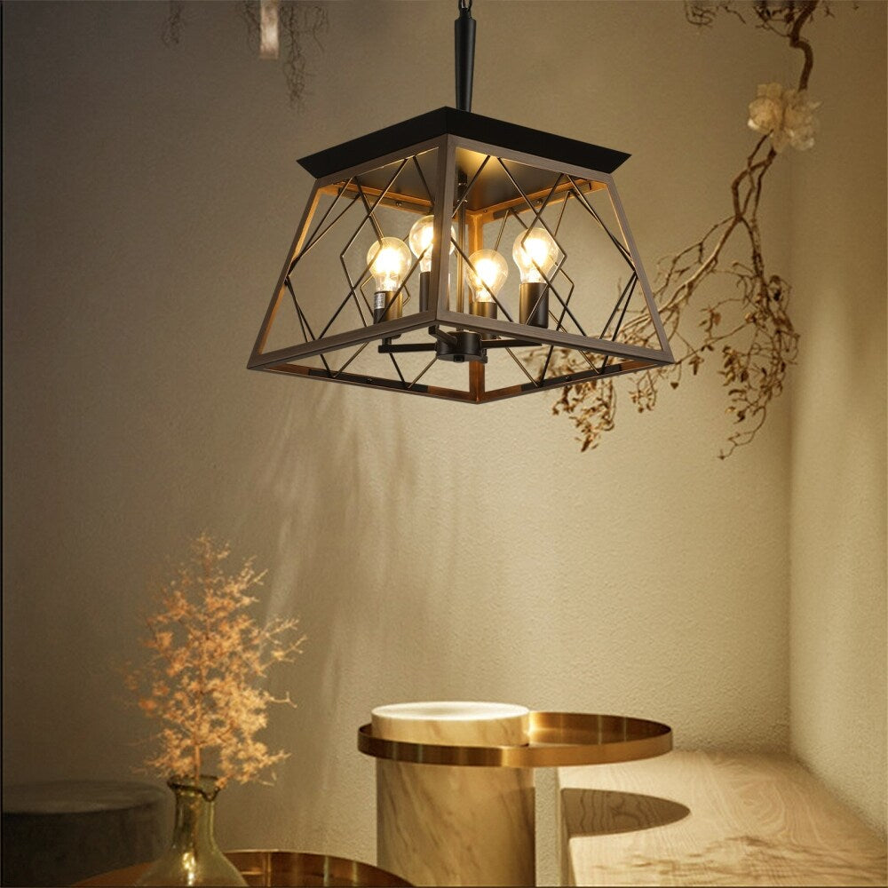 Lampadari da fattoria dimmerabili a 4 luci per sala da pranzo senza lampadina