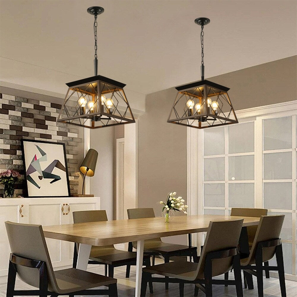 Lampadari da fattoria dimmerabili a 4 luci per sala da pranzo senza lampadina