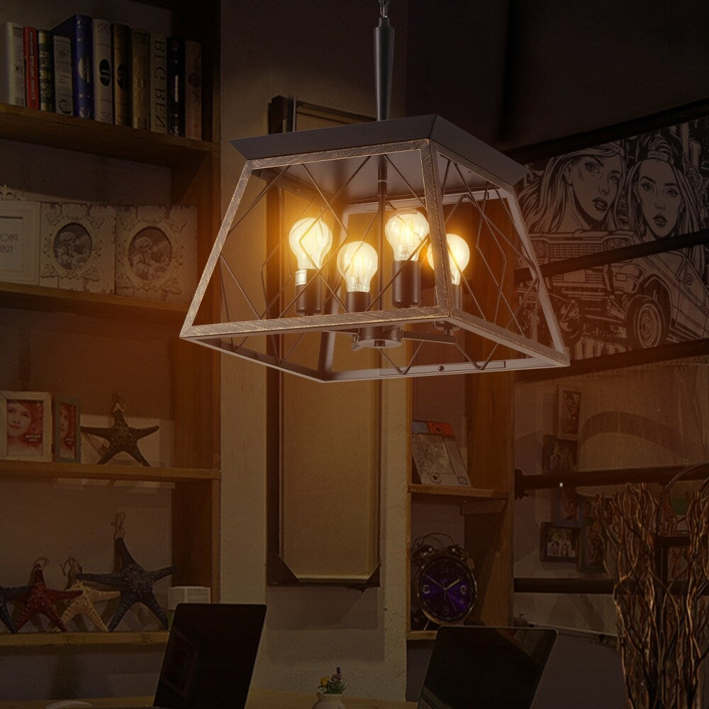 Lampadari da fattoria dimmerabili a 4 luci per sala da pranzo senza lampadina