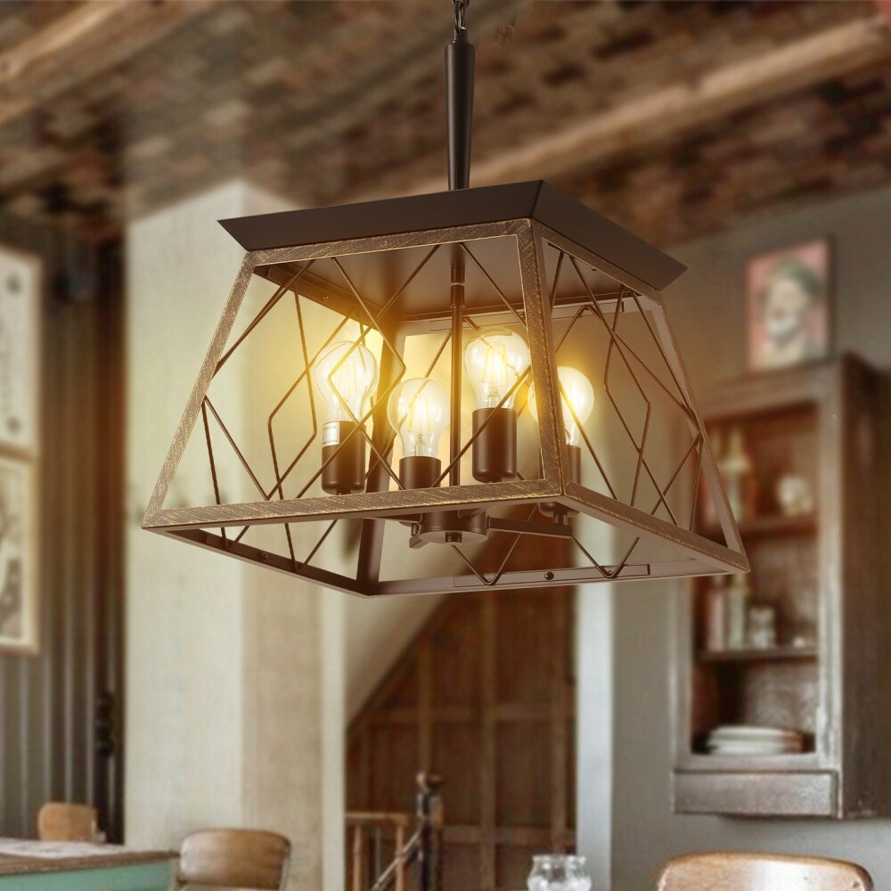 Lampadari da fattoria dimmerabili a 4 luci per sala da pranzo senza lampadina