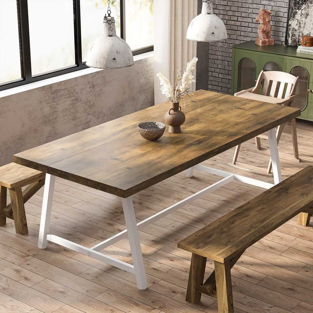Tavolo da pranzo per 8 persone, tavolo da cucina rettangolare in legno da 70,87 pollici