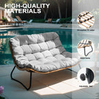 Divano a due posti Papasan con cuscino, in rattan PE resistente alle intemperie e struttura in metallo per interni ed esterni