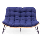 Divano a due posti Papasan con cuscino, in rattan PE resistente alle intemperie e struttura in metallo per interni ed esterni