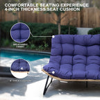 Divano a due posti Papasan con cuscino, in rattan PE resistente alle intemperie e struttura in metallo per interni ed esterni