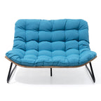 Divano a due posti Papasan con cuscino, in rattan PE resistente alle intemperie e struttura in metallo per interni ed esterni