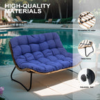 Divano a due posti Papasan con cuscino, in rattan PE resistente alle intemperie e struttura in metallo per interni ed esterni