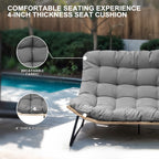 Divano a due posti Papasan con cuscino, in rattan PE resistente alle intemperie e struttura in metallo per interni ed esterni