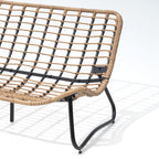 Divano a due posti Papasan con cuscino, in rattan PE resistente alle intemperie e struttura in metallo per interni ed esterni