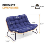 Divano a due posti Papasan con cuscino, in rattan PE resistente alle intemperie e struttura in metallo per interni ed esterni